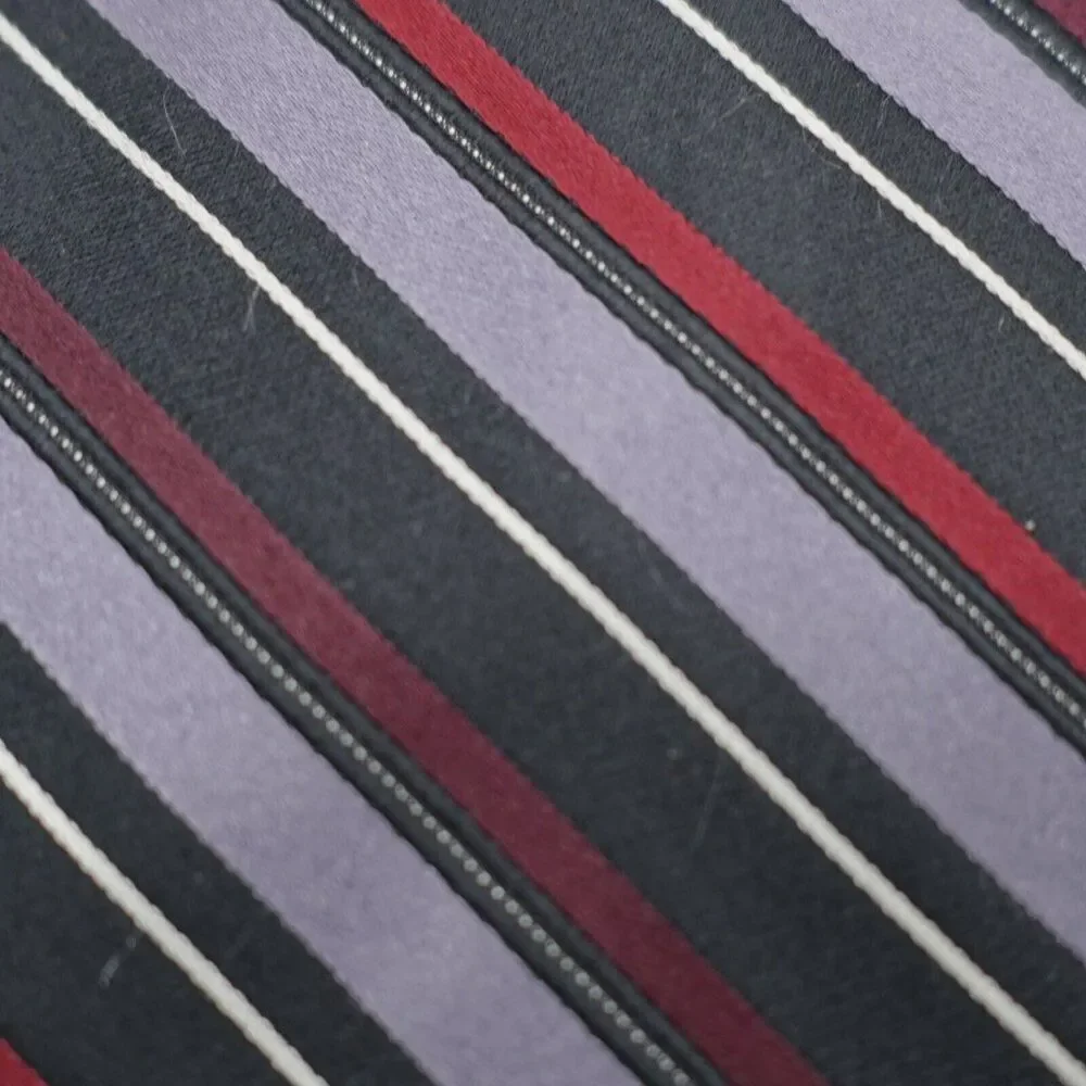 Arrow Black Red Purple Striped Woven‎ Silk Tie